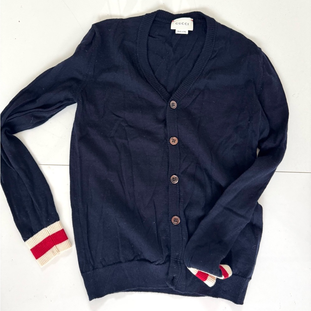 Gucci kids Dark Blue Cardigan with Red Accents